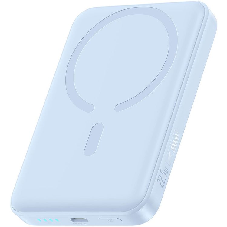 Tootefoto - Baseus Powerbank induktiivne akupank 10000mAh 22,5W MagSafe USB-C 20V/3A 0,3m kaabliga - sinine Induktiivne toitepank 10000mAh 22,5W MagSafe USB-C 20V/3A 0,3m kaabliga - sinine