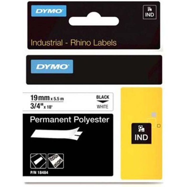 Tootefoto - Dymo ta ma etykietowa 19mm x 5.5m bia a poliestrowa do trwa ego opisu p askich powierzchni (18484)