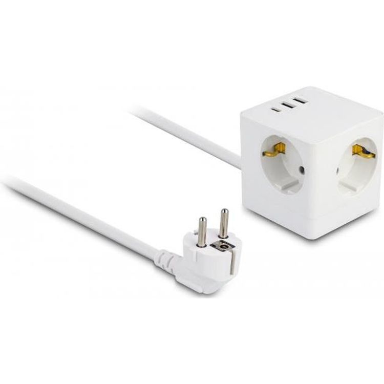 Tootefoto - DeLOCK 11497 pistikupesa CEE 7/3 + USB Valge