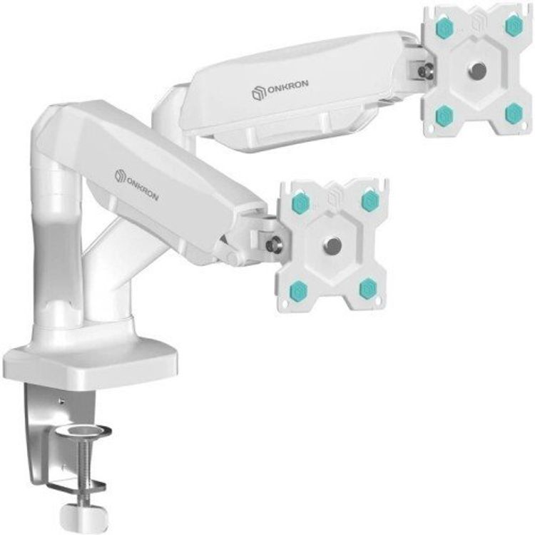 Tootefoto - ONKRON Uchwyt biurkowy obrotowo-nachylny do dw ch monitor w 13-32" maks 8 kg, z obracaniem, bia y G160