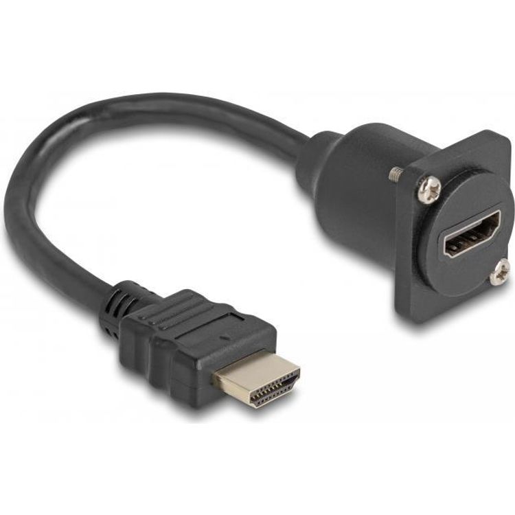 Tootefoto - Delock - HDMI-Verl ngerungskabel - HDMI m nnlich zu HDMI weiblich schraubbar - 20cm - Schwarz - unterst tzt 4K 60 Hz (3840 x 2160) (87966)