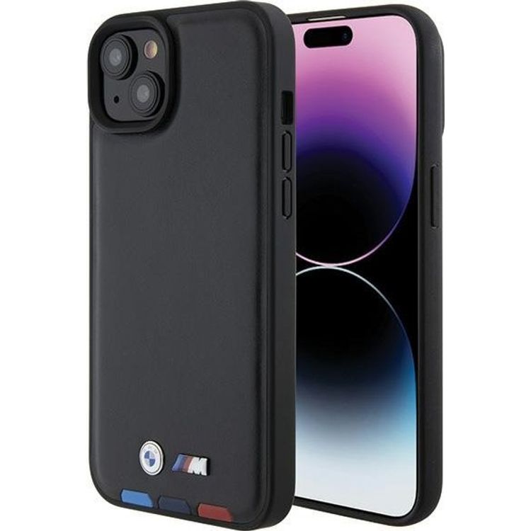 Tootefoto - BMW mbris BMW BMHCP15M22PTDK Apple iPhone 15 Plus / 14 Plus Nahast tempel Tricolor must/must