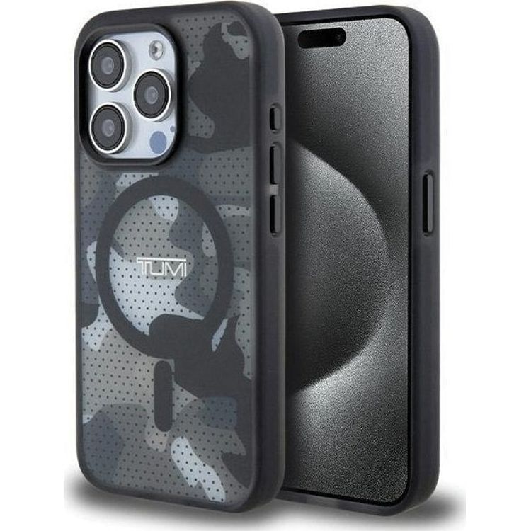 Tootefoto - Tumi TUHMP15LTCAMK iPhone 15 Pro 6.1" black hardcase with Frosted Camo Print and MagSafe