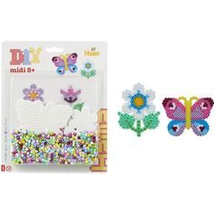 Tootefoto - Hama B gelperlen midi "Schmetterling/Kleine Blume", Blister Durchmesser B gelperle midi: 5,0 mm, - 1 St ck (00004216)