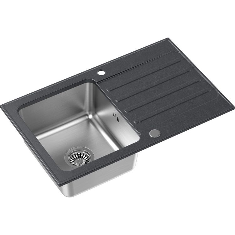 Tootefoto - Kenneth 111 Fusion Graniteq Must punktiir (must) teraskambriga (780x480x195) k sitsi sifooni ja pistiku+tilguti sisestamisega+Fiskarsi noakomplekt