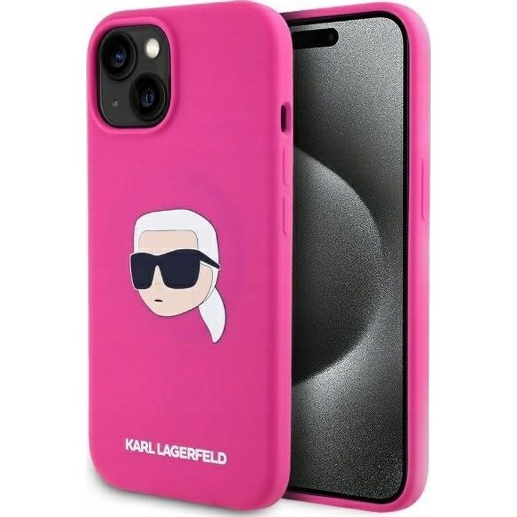 Tootefoto - Karl Lagerfeld KLHMP15SSKHPPPLF iPhone 15 6,1" fuksia/fuschia k va mbris Silikoon Karl Head Print MagSafe