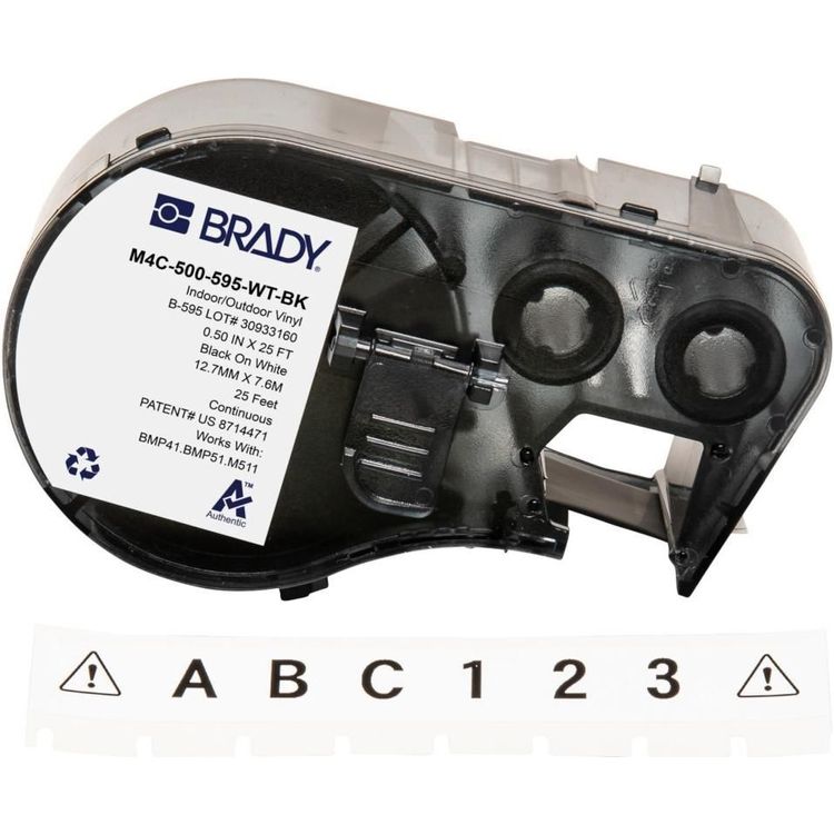 Tootefoto - Brady Corporation M4C-500-595-WT-BK Vinyl Schwarz auf weiss 12.70 mm x 7.62 m permanent (170818)
