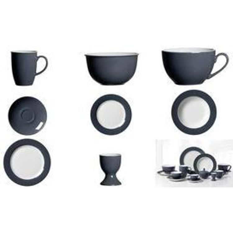 Tootefoto - Ritzenhoff & Breker Dessertteller DOPPIO ANTHRAZIT, 205 mm aus Porzellan, sp lmaschinenfest, Durchmesser: 205 mm, - 6 St ck (430202)