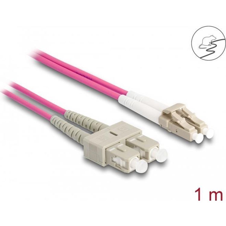 Tootefoto - DeLOCK 87916 kiudoptiline kaabel 1 m LC SC OM4 Violetne