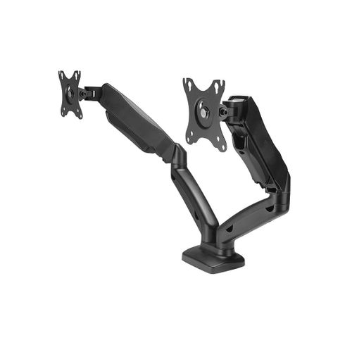 Lindy 40706 dual screen holder, table mount, black, VESA 75x75