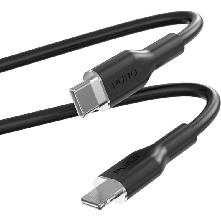Tootefoto - Puro USB-kaabel PURO ICON pehme kaabel USB-C/Lightning 1,5m (must)