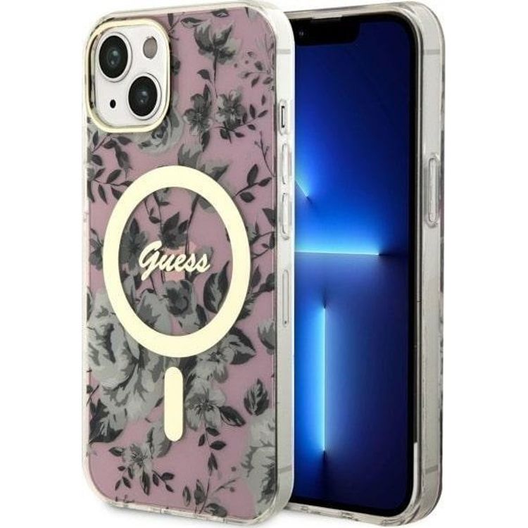 Tootefoto - Guess Guess Flower MagSafe iPhone 14 Plus mbris (roosa)