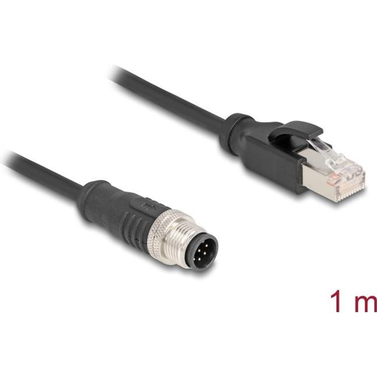 Tootefoto - Delock M12 Kabel A-kodiert 8 Pin Stecker zu RJ45 PVC 1 m (80809)