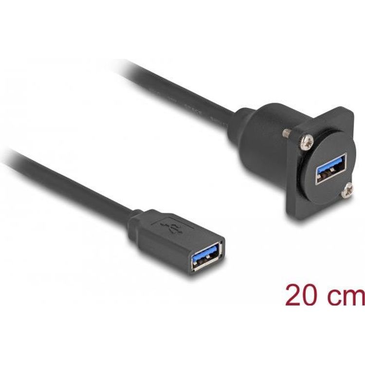 Tootefoto - Delock - Gender Changer USB - USB Typ A (W) zu USB Typ A (W) D-Type - 20cm - Schwarz (87983)