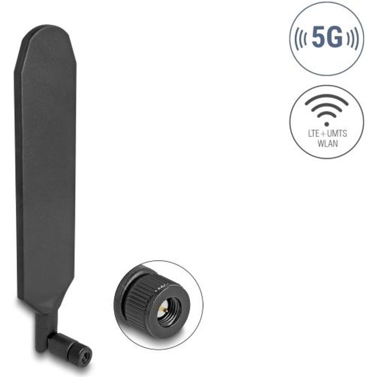 Tootefoto - Delock 5G LTE Antenne SMA Stecker 3 dBi omnidirektional drehbar mit Kippgelenk schwarz (90102)