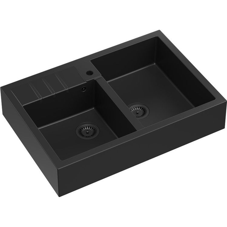 Tootefoto - GraniteQ Quadron valamu | ARVE 120 | graniidist k givalamu MUST matt | m dud: 90 x 62 x 20,5 cm | 2-kambriline kapile pandud | kapi alus: alates 90 cm