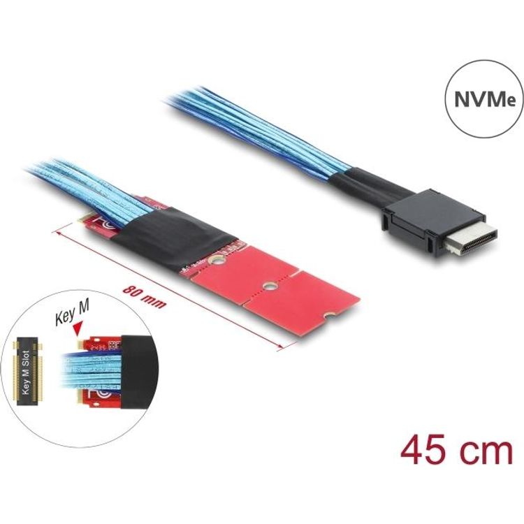 Tootefoto - Delock M.2 Key M zu 1 x OCuLink SFF-8611 Konverter mit 45 cm Kabel