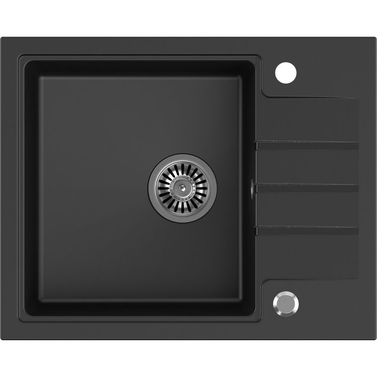 Tootefoto - GraniteQ valamu PETER 116 GraniteQ puhta s siniku graniidist valamu, 1 kauss ilma (62x50x20) puhta s siniku sifooni ja musta pistikuga