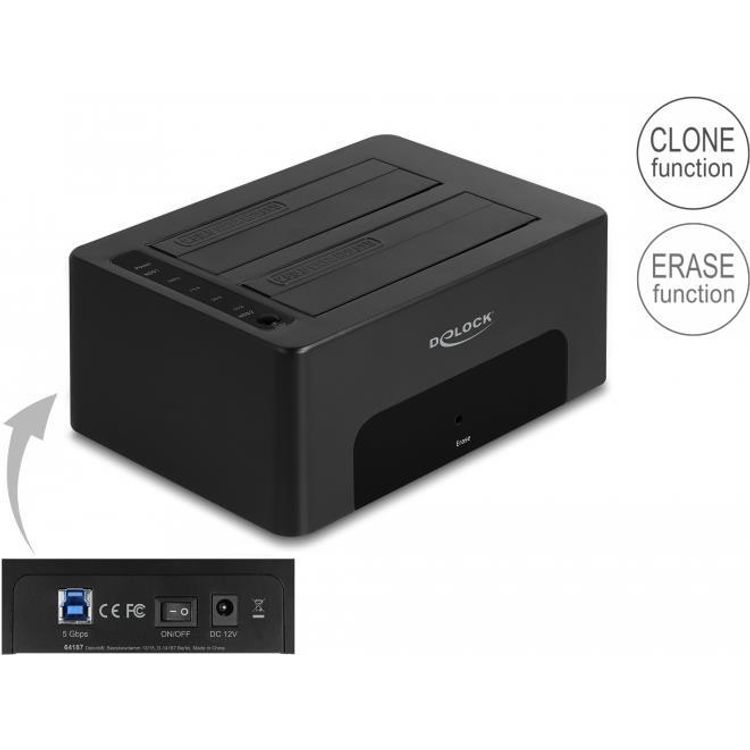 Tootefoto - DeLOCK 64187 k vakettaboks HDD/SSD mbris Must 2.5/3.5"