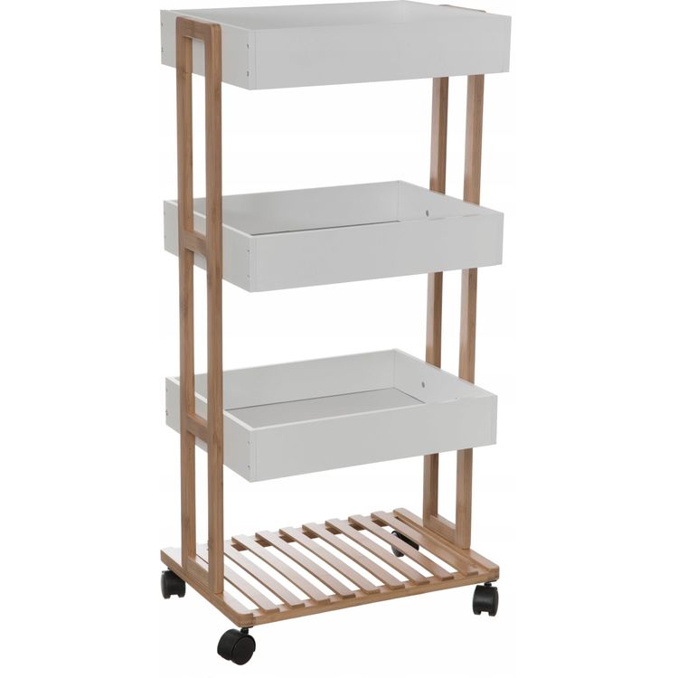 Tootefoto - 55 Universaalne mobiilne 4 tasapinnaga riiul, 30 x 41 x 88 cm, valge