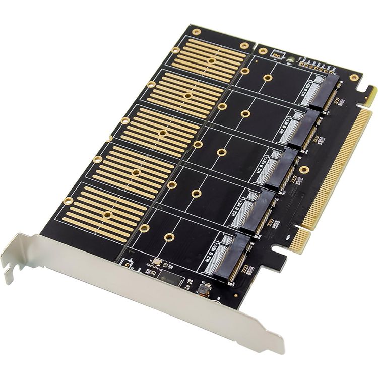 Tootefoto - InLine Schnittstellenkarte PCIe x16 zu 5x M.2 Key B SATA inkl. Low-Profile (76619G)
