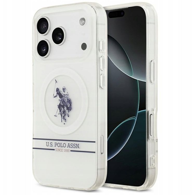 Tootefoto - US Polo DH and Bottom Stripe Logo MagSafe Case for iPhone 17 Pro White