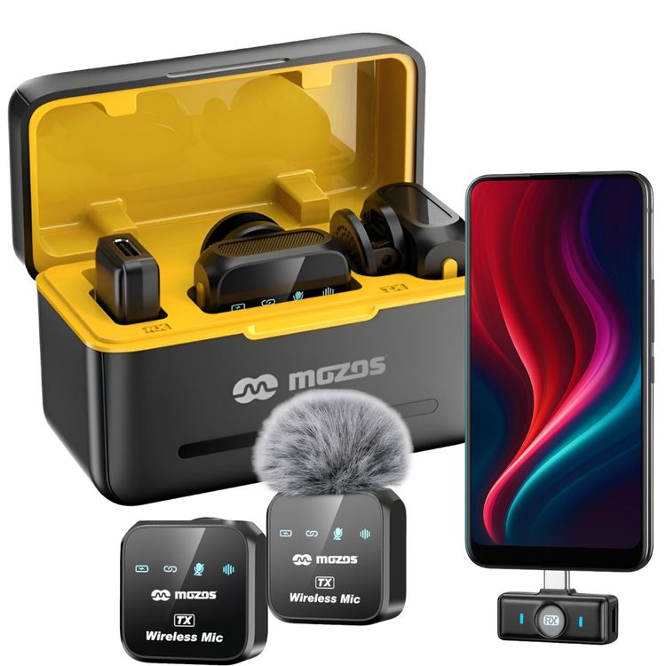 Tootefoto - 2x traadita mikrofon USB-C telefoni jaoks klambri seadistamise korpuse jaoks