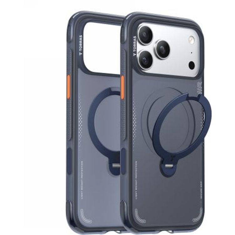 Tootefoto - TORRAS Ostand Spin Air - mbris iPhone 17 Pro jaoks, hildub MagSafe'iga (kesk sinine)