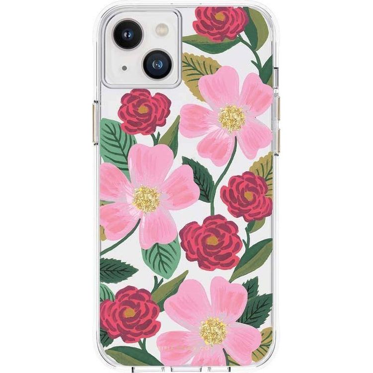 Tootefoto - L bipaistev p ssipaber kullaga kaunistatud iPhone 14 Plus mbris (Rose Garden)
