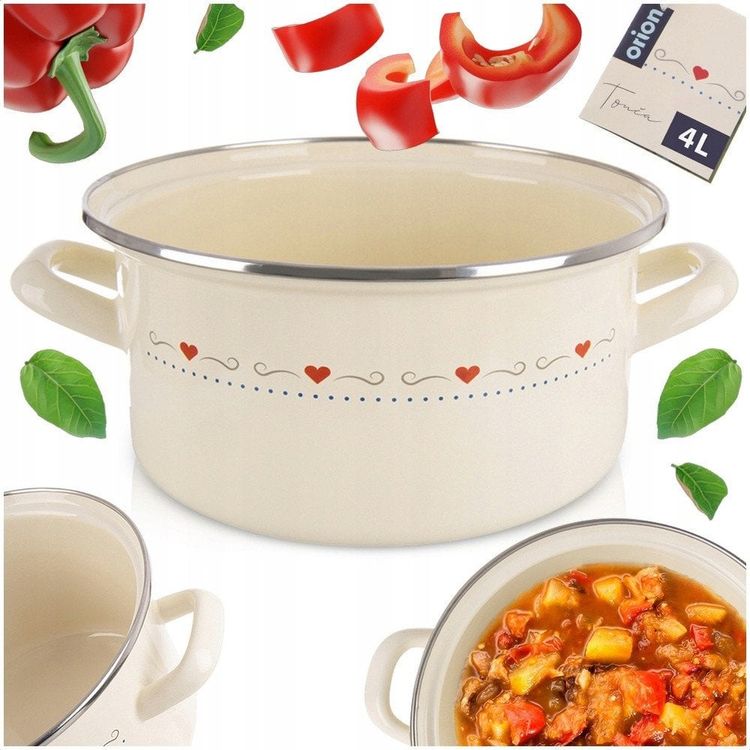 Tootefoto - Garnek emaliowany kremowy TONCA 24 cm, 4 l