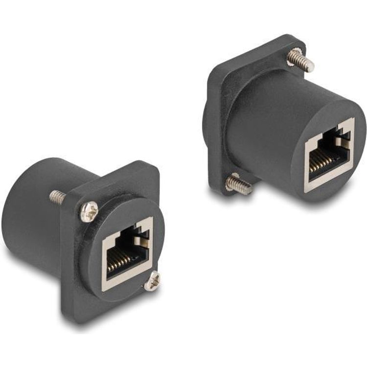 Tootefoto - Delock D-Typ Modul RJ45 Buchse zu Buchse mit Schrauben schwarz (88106)