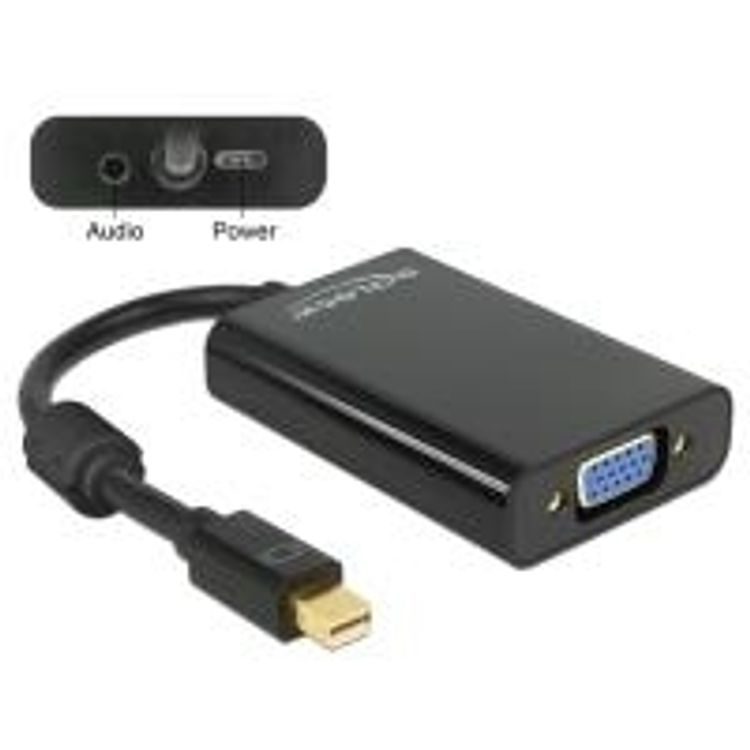 Tootefoto - DeLOCK 65598 videokaabliadapter 0,08 m Mini DisplayPort VGA (D-Sub) + 3.5mm Must