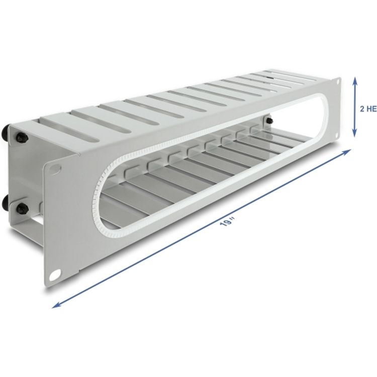 Tootefoto - Delock 48.26cm 19Zoll 2 HE Kabelmanagement Rangierpanel mit ffnung und Kantenschutz (67280)