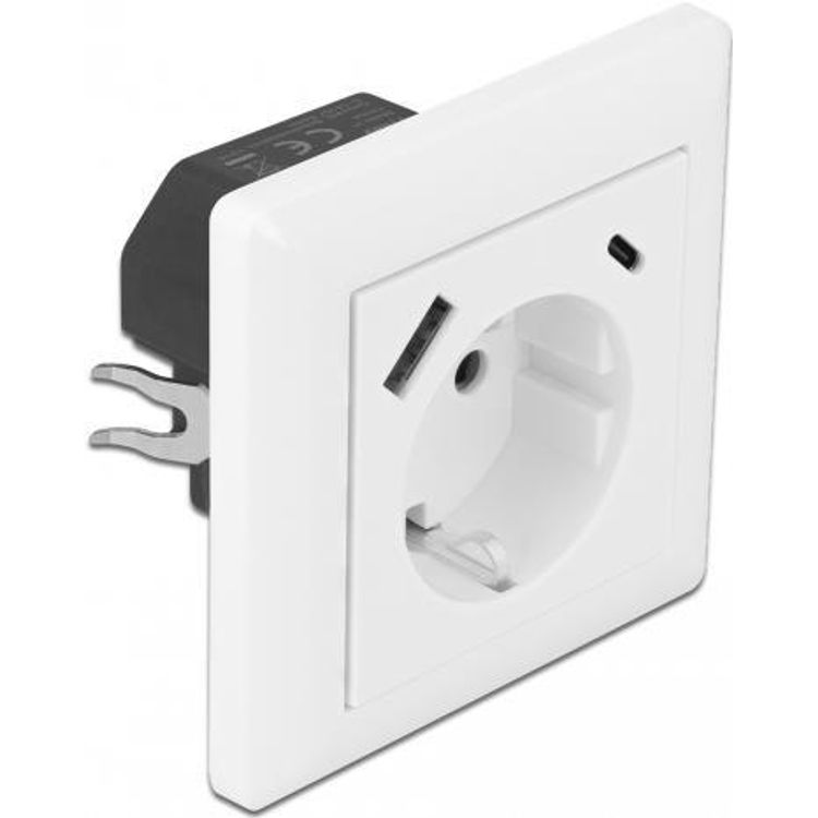 Tootefoto - DeLOCK 11489 pistikupesa CEE 7/3 + USB Valge