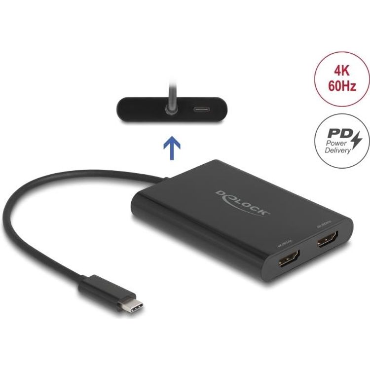 Tootefoto - Delock Adapter USB Type-C zu 2 x HDMI 4K 60 Hz mit DisplayLink Grafik und (64309)