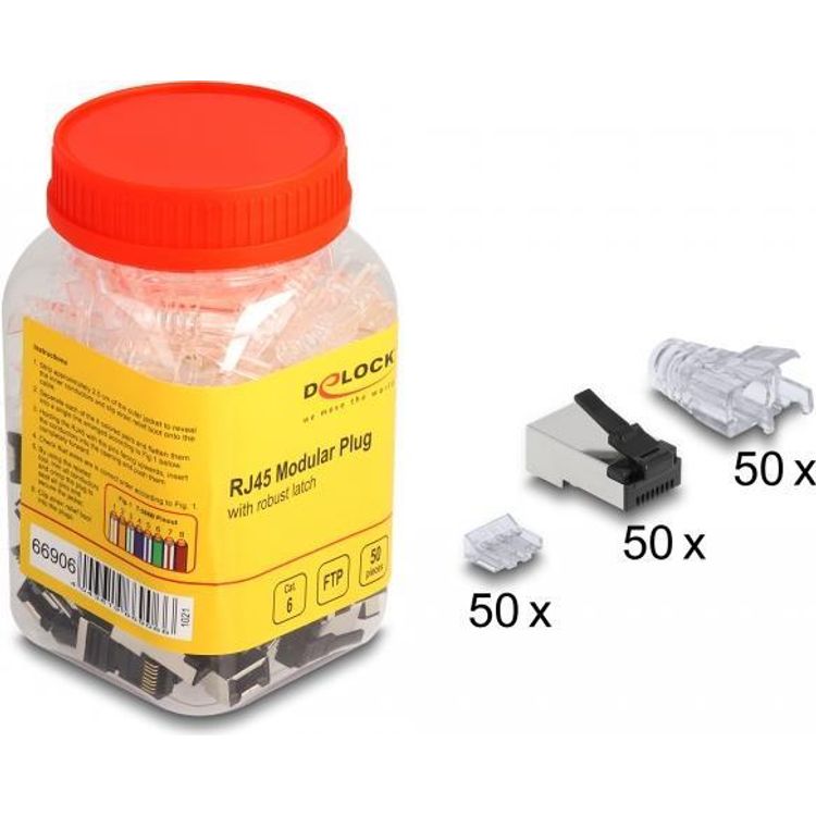 Tootefoto - DeLOCK 66906 juhtmepistmik RJ-45 Must, Metallik, L bipaistev