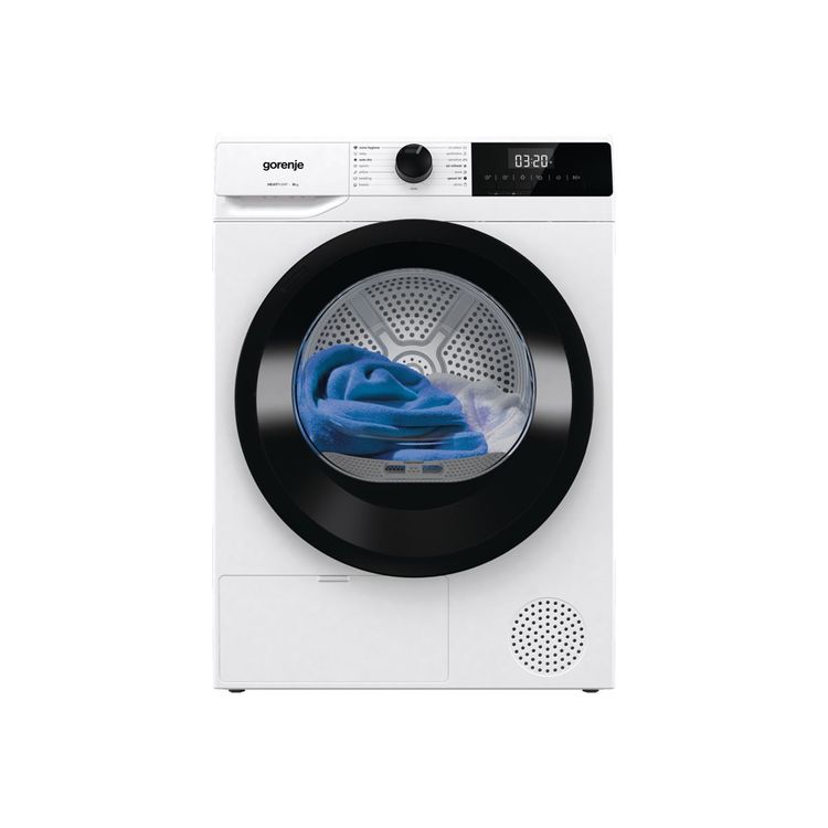 Tootefoto - Gorenje Dryer Machine | DHNE82 | Energy efficiency class Class D | Front loading | 8 kg | LED | Depth 55 cm | White