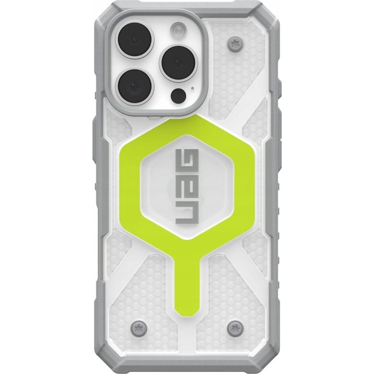 Tootefoto - UAG UAG Pathfinder Clear Magsafe - kaitse mbris iPhone 16 Pro jaoks, mis hildub MagSafe'iga (aktiivne neoon)