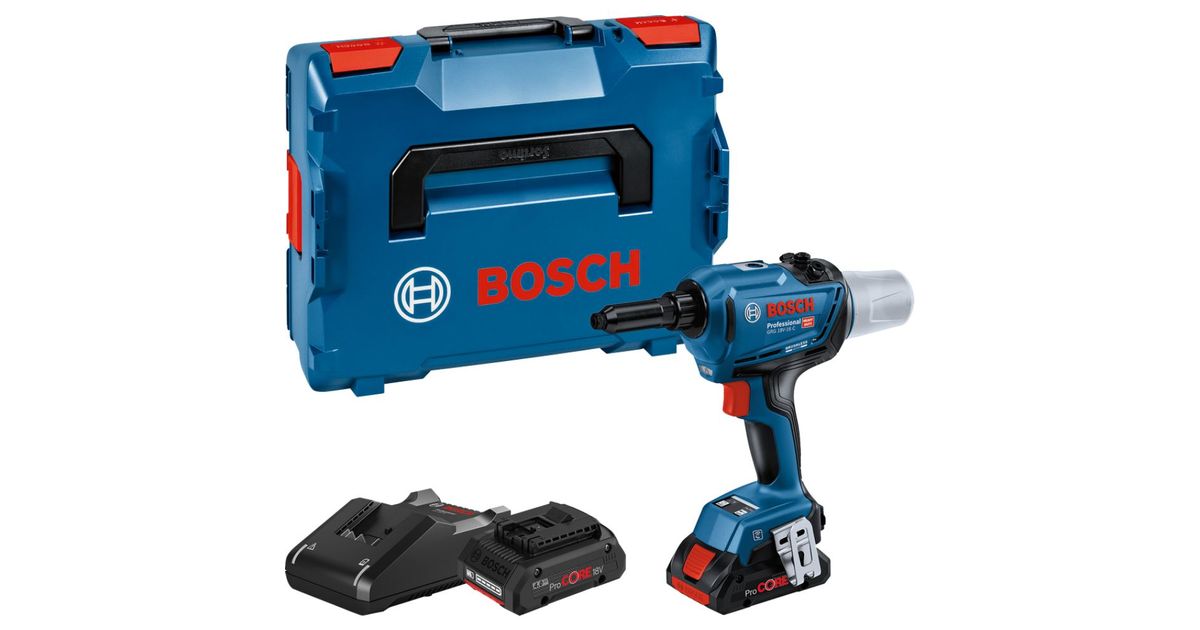 Bosch cordless rivet gun GRG 18V16 C incl. 2x 4.0 Ah battery and