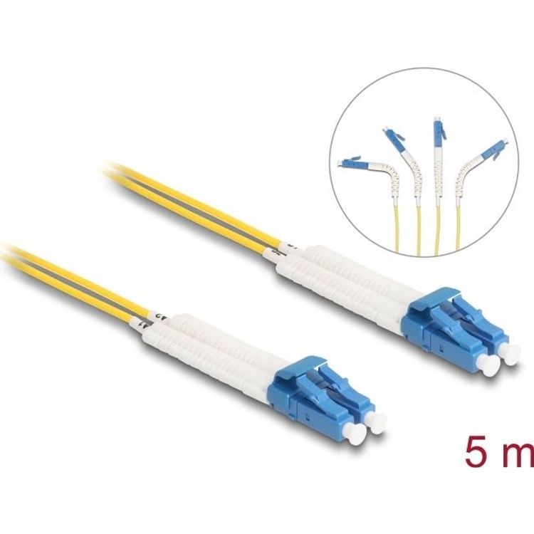Tootefoto - Delock 88073 - LWL Kabel LC Duplex Singlemode OS2 winkelbar 5 m - Kabel - Single- bzw. Monomode-Faser - Glasfaser (LWL) (88073)