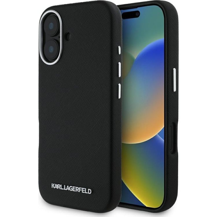 Tootefoto - Karl Lagerfeld Saffiano t is m hitud pikliku metalli logo magsafe jaoks iPhone 16 must
