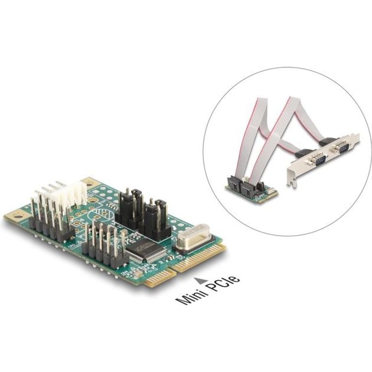 Tootefoto - Delock Mini PCIe I/O PCIe full size 2 x Seriell RS-232 mit Spannungsversorgung 5 V / 12 V (95276)