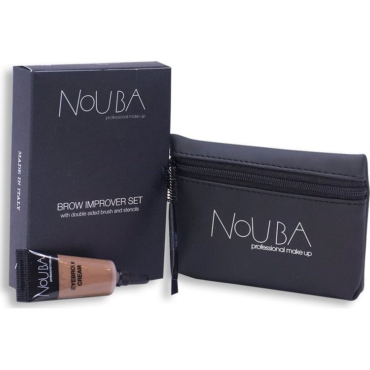 Tootefoto - 15 Set Nouba: Nouba, Eyebrow Brush + Nouba, Eyebrow Gel, 7 ml + Textile Makeup Bag, Black For Women
