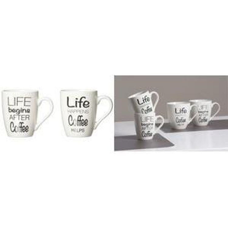 Tootefoto - Ritzenhoff & Breker Kaffeebecher LIFE SPR CHE, 590 ml aus Porzellan, sp lmaschinengeeignet, 2 Motive sortiert, - 4 St ck (421613)