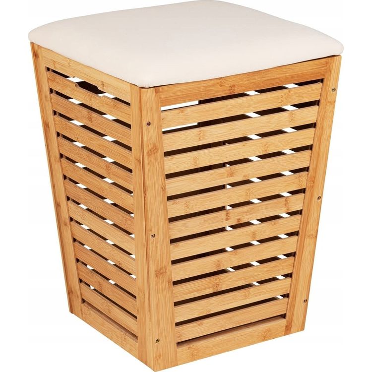 Tootefoto - Vannitoa korv istmega, 80 L, bambus, WENKO