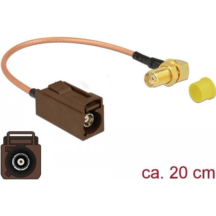 Tootefoto - DeLOCK 89684 koaksiaalkaabel RG-316 0,2 m FAKRA F SMA Must, Pruun, Kuld, Kollane