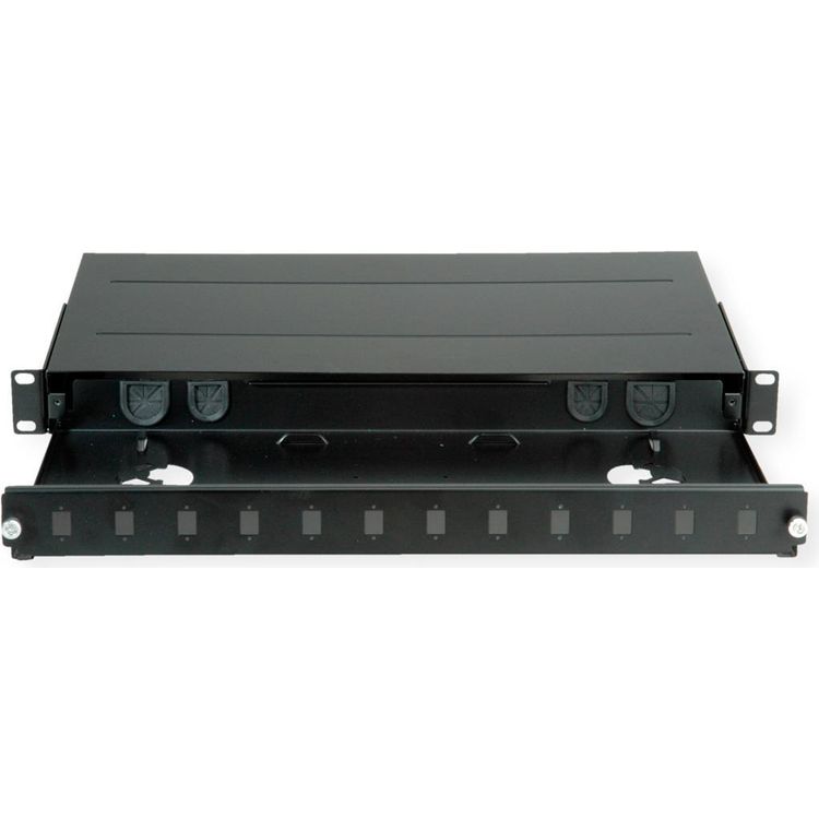 Tootefoto - ROLINE 48,30cm (19")-LWL-Geh use leer, 1 HE, 12x SC-Simplex oder LC-Duplex, schwarz (21.17.0350)