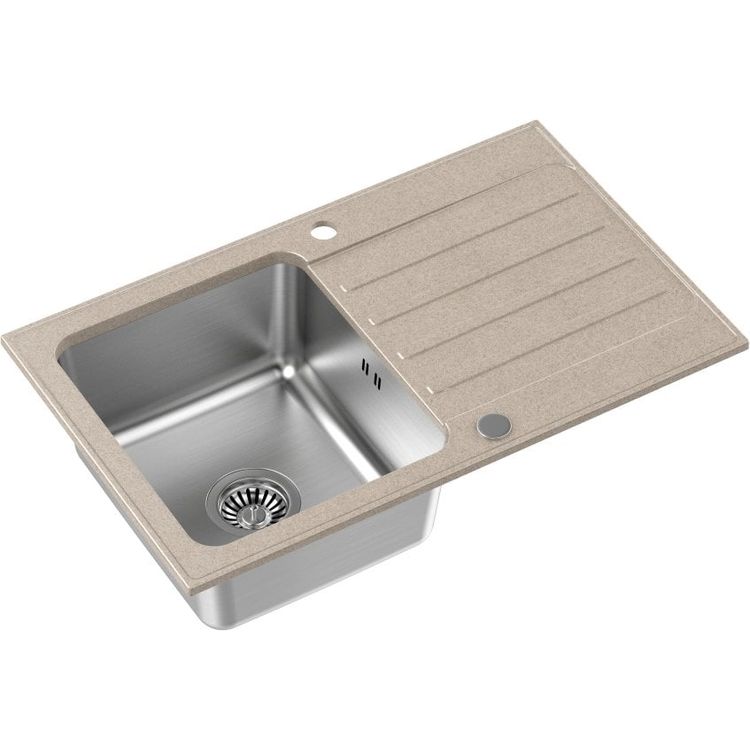 Tootefoto - Kenneth 111 Fusion Graniteq River Sand (bee ) teraskambriga (780x480x195) k sitsi sifooni ja pistiku+tilguti sisestamisega+Fiskarsi noakomplekt