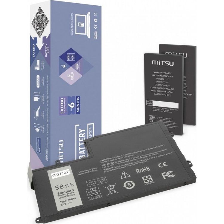 Tootefoto - Mitsu Battery Battery for Dell Inspiron 15 (5542), 14 (5445) 7600 mAh (58 Wh) 7.4 - 7.6 Volt