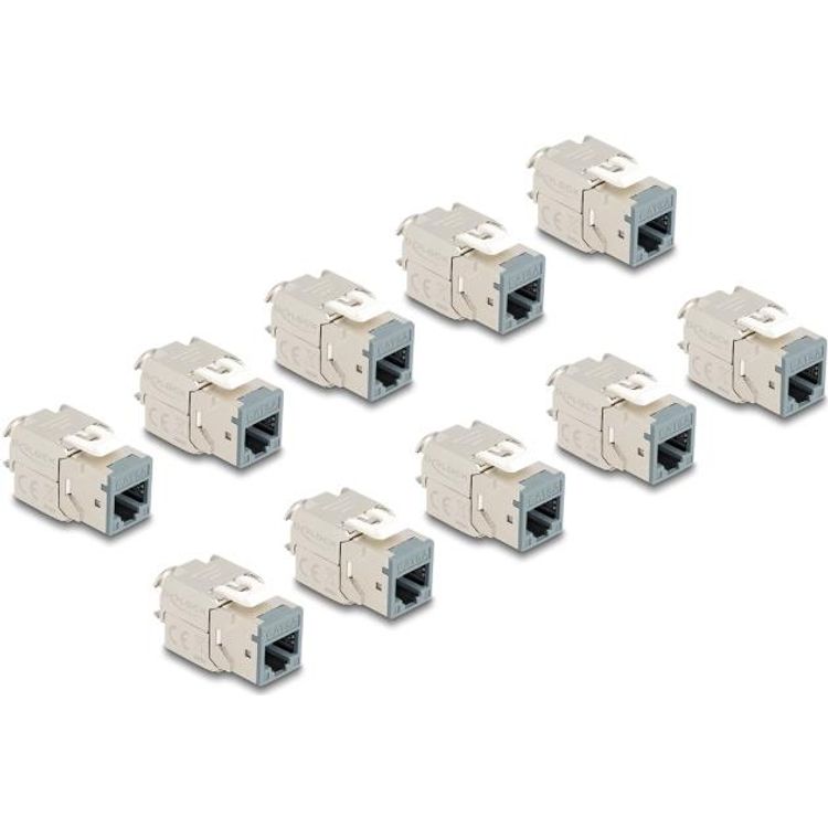 Tootefoto - Delock Keystone Modul RJ45 Buchse zu LSA Cat.6A werkzeugfrei grau Set 10 St ck (88120)